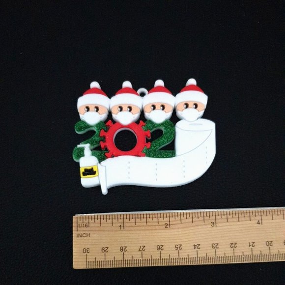 Christmas Ornament 2020 Family of 4 Quarantine Toilet Paper Sanitizer Elves Mask - Picture 2 of 5